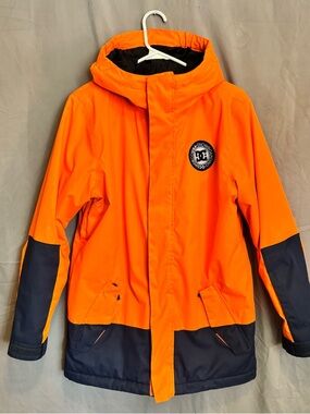 DC Kids Orange and Navy Hooded Puffer Jacket